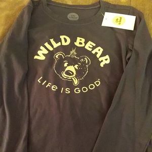 Girls Large long sleeve life is good top. Navy